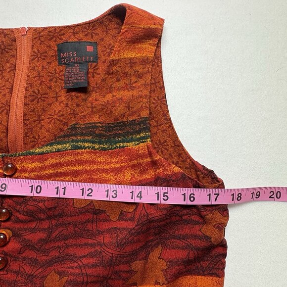 Vtg MISS SCARLETT Women Maxi Dress Vest Rayon Sz 10 Red Sleeveless 74-19 - Picture 8 of 10